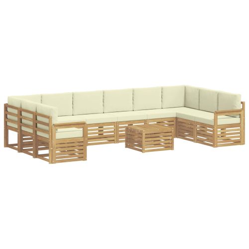 Комплект дивани за открито 8 pcs Бяло и Кремаво 59 x 59 x 37 см