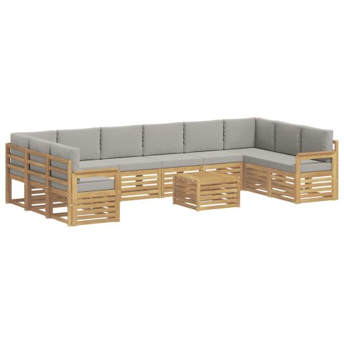 Комплект дивани за открито 8 pcs Бяло и светлосиво