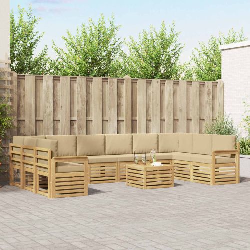 Комплект дивани за открито 8 pcs Бял и Бежов 59 x 59 x 37 см