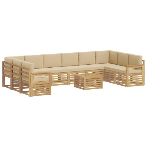 Комплект дивани за открито 8 pcs Бял и Бежов 59 x 59 x 37 см