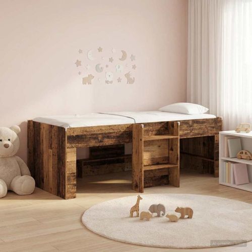 Легло за деца с висока рамка 2 pcs Старо дърво 90 x 200 cm