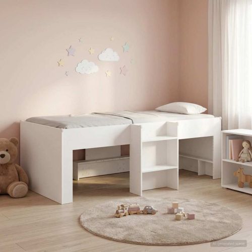 Легло за деца с висока рамка 2 pcs Бяло 98.5 x 200 см