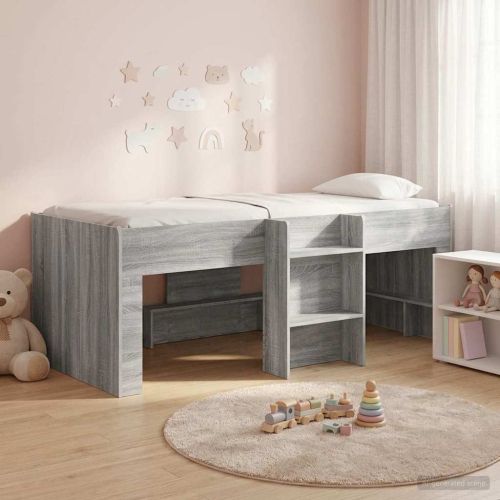 Легло за деца с висока рамка 2 pcs Сив Сонома 98.5 x 200 см