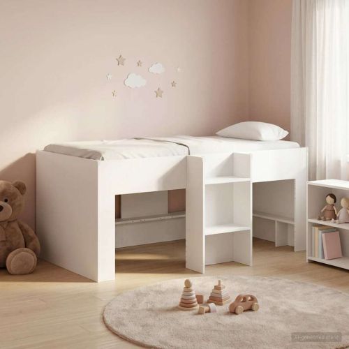 Легло за деца с висока рамка 2 pcs Бяло 163 x 101,1 x 68,5 см
