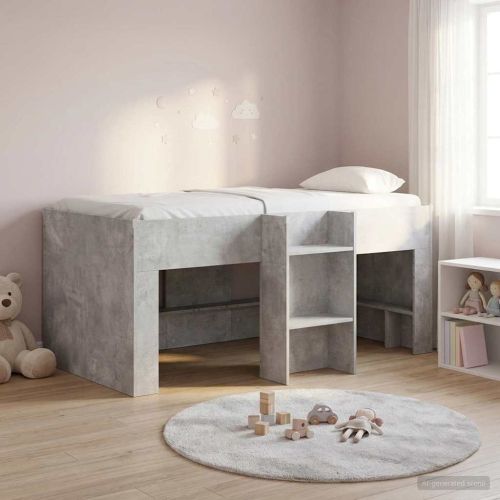 Легло за деца с висока рамка 2 pcs Бетон 163 x 101,1 x 68,5 см