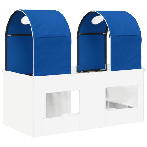 Легло с тунел 4 pcs Бяло и синьо Инженерна дървесина