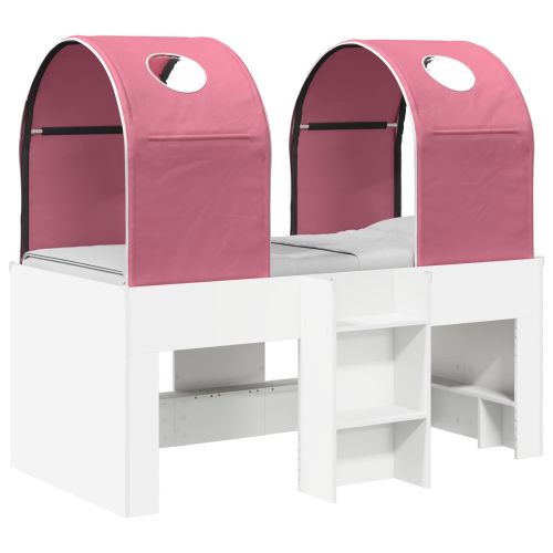 Легло с тунел 4 pcs Бяло и розово Инженерна дървесина