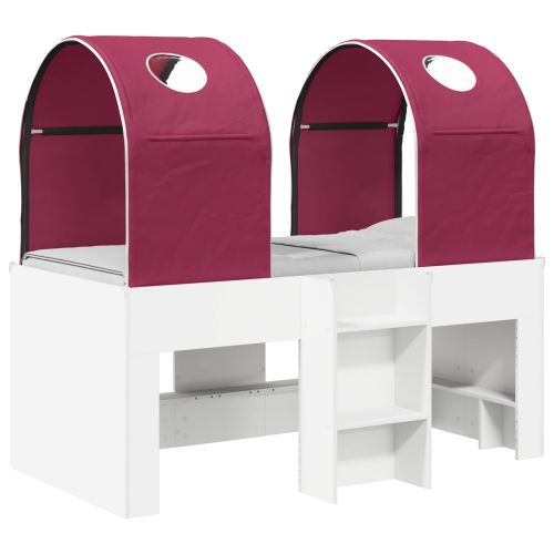 Легло с тунел 4 pcs Бяло и червено Инженерна дървесина
