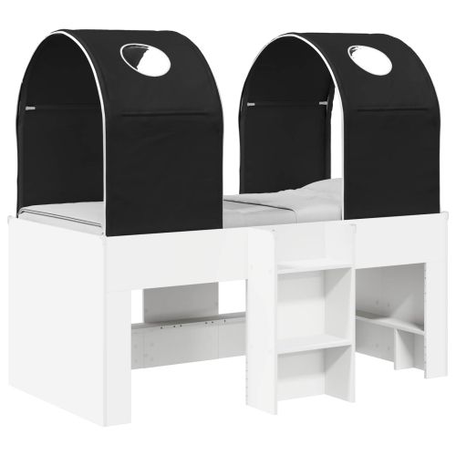 Легло с тунел 4 pcs Бяло и черно Инженерна дървесина