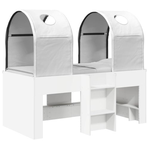 Легло с тунел 4 pcs Бяло Инженерна дървесина