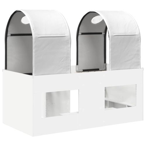 Легло с тунел 4 pcs Бяло Инженерна дървесина