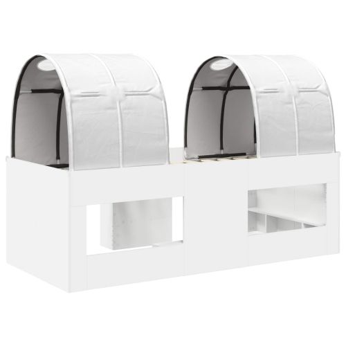 Легло с тунел 4 pcs Бяло Инженерна дървесина