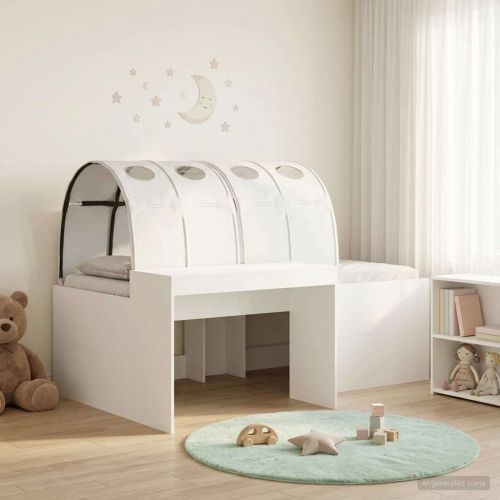 Легло с тунел 4 pcs Бяло Инженерна дървесина