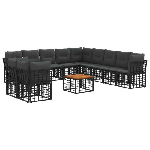 Комплект дивани за открито 12 pcs Черно и тъмно сиво Полиестер