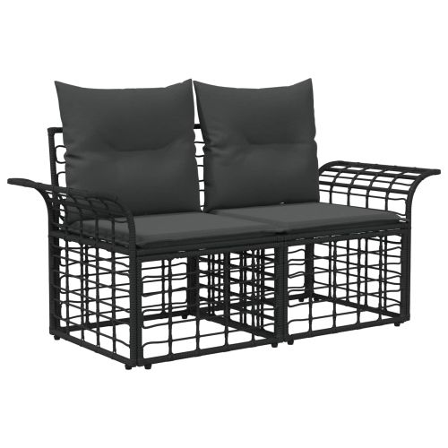 Комплект дивани за открито 6 pcs Черно и тъмно сиво Полиестер