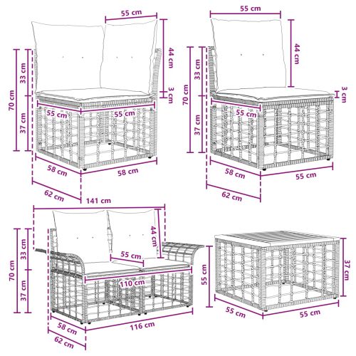 Комплект дивани за открито 9 pcs Естествено и кремаво бяло