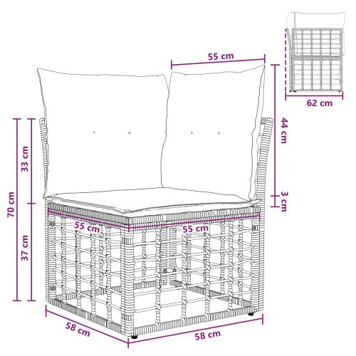Комплект дивани за открито 7 pcs Черно и тъмно сиво Полиестер