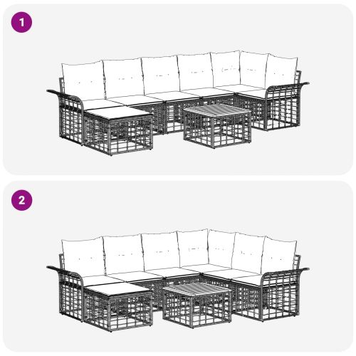 Комплект дивани за открито 8 pcs Естествено и кремаво бяло