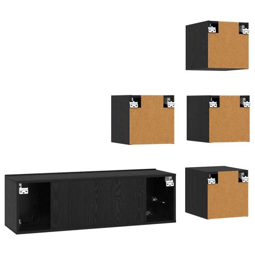 Комплект ТВ шкаф 5 pcs 100 x 30 x 30 cm Черен дъб
