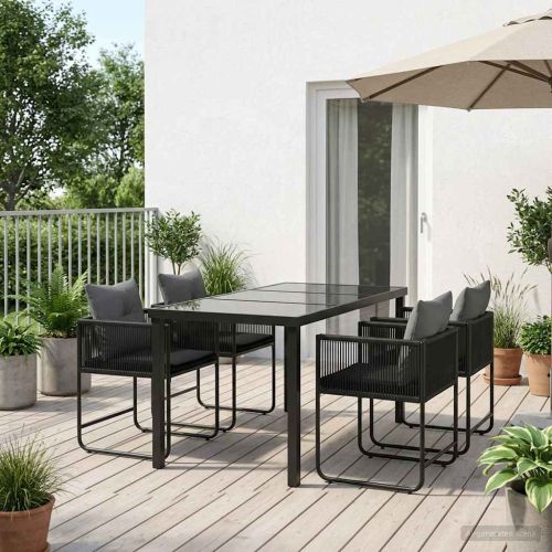 Комплект за хранене в градината 5 pcs Черно и антрацит