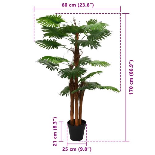 Изкуствено палмово дърво с вентилатор Зелено 60 x 25 x 170 см