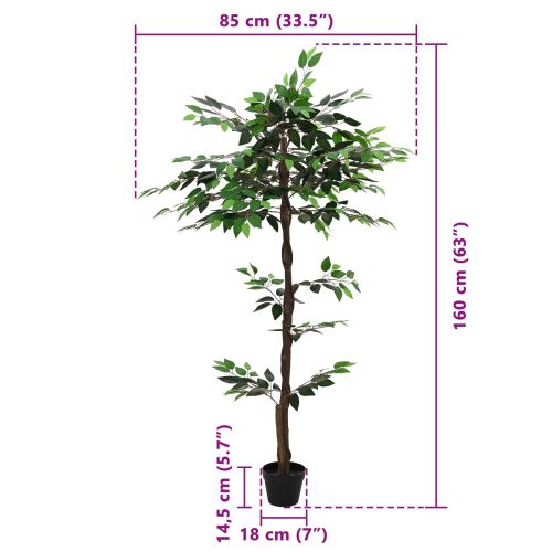 Изкуствено фикус растение Зелено 85 x 18 x 160 см