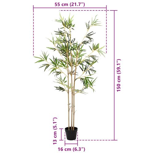 Изкуствено бамбуково дърво Зелено 55 x 16 x 150 см