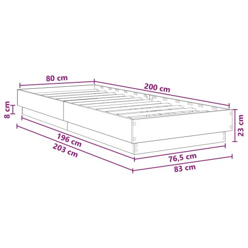 Подматрачно легло Старо дърво 80 x 200 cm Инженерна дървесина