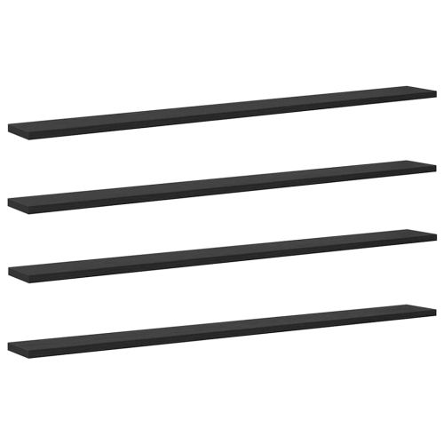 Етажерка Борд 4 pcs Черен 100 x 10 x 1,5 cm Инженерно дърво