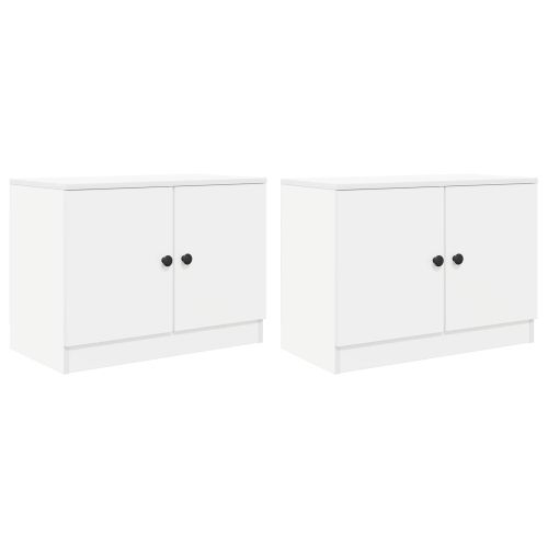 Шкаф за легло със съхранение с врата 2 pcs Бяло 66 x 35 x 48 см