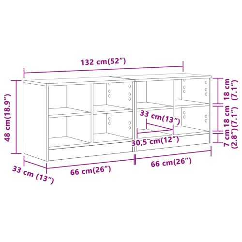 Шкаф за легло с рафт 2 pcs Дъб артизан 66 x 33 x 48 см