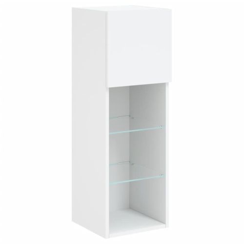 ТВ шкафове с LED осветление, 2 бр, бели, 30,5x30x90 см