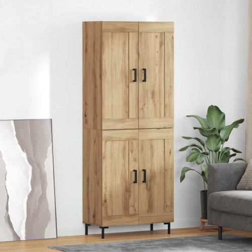 Висок шкаф 2 pcs Дъб Инженерно дърво