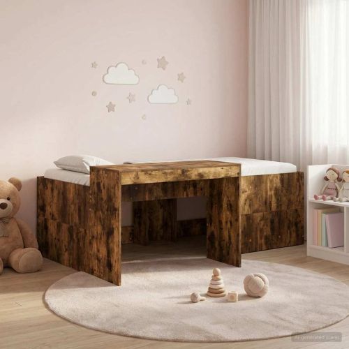 Детско легло с височина и бюро Опушен дъб 80 x 200 cm
