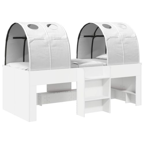 Легло с тунел 4 pcs Бяло Инженерна дървесина