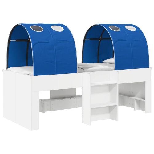 Легло с тунел 4 pcs Бяло и синьо Инженерна дървесина