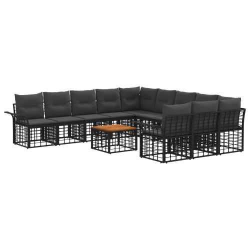 Комплект дивани за открито 12 pcs Черно и тъмно сиво Полиестер