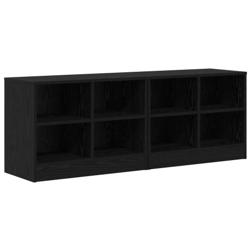 Шкаф за легло с рафт 2 pcs Черен дъб 66 x 33 x 48 см