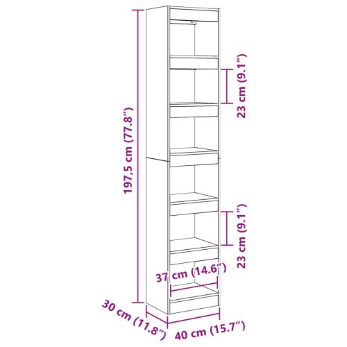 Шкаф за книги Черния дъб 40 x 30 x 198 см Инженерно дърво