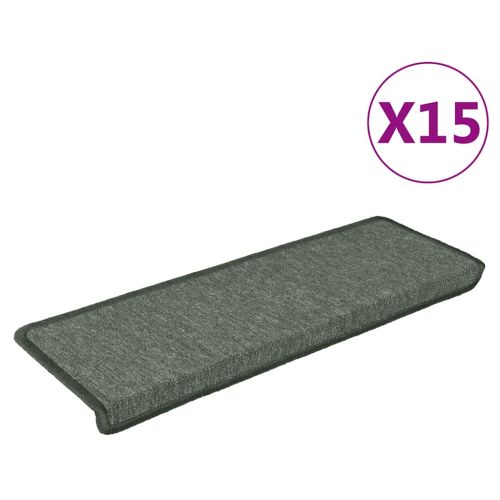 Изтривалки за стълби 15 бр. 65x21x4 см, тъмнозелени, правоъгълни, кант