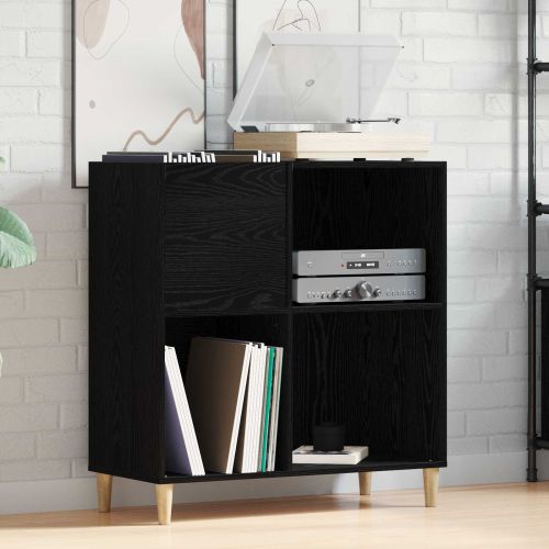 Шкаф за грамофонни плочи с рафт Черния дъб 84,5 x 38 x 89 см