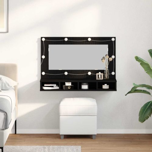 Шкаф с огледало Черния дъб 90 x 31,5 x 62 см Инженерно дърво