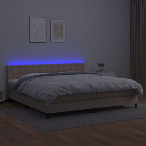 Боксспринг легло с матрак LED капучино 200x200 см