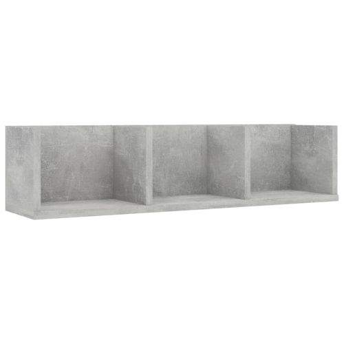 CD стенен рафт, бетонно сив, 75x18x18 см, инженерно дърво