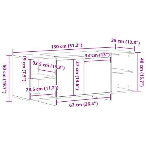 ТВ шкаф 130 x 35 x 50 см Черен дъб Инженерна дървесина