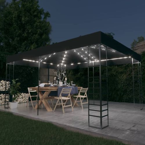 Шатра с LED светещи стрингове, 3х4 м, антрацит
