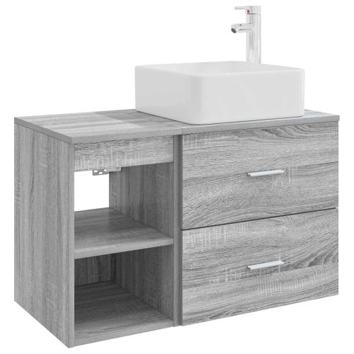 Комплект мебели за баня 2 pcs Сив Сонома Инженерна дървесина