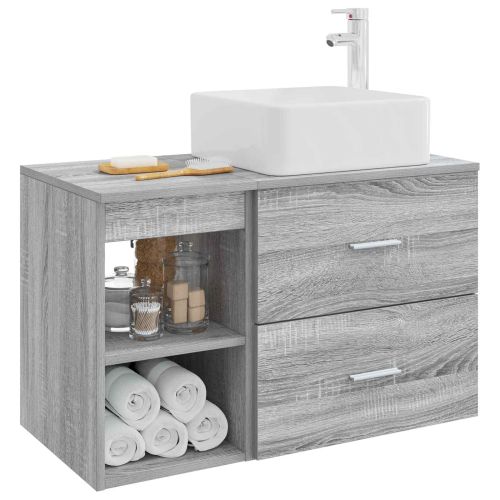 Комплект мебели за баня 2 pcs Сив Сонома Инженерна дървесина