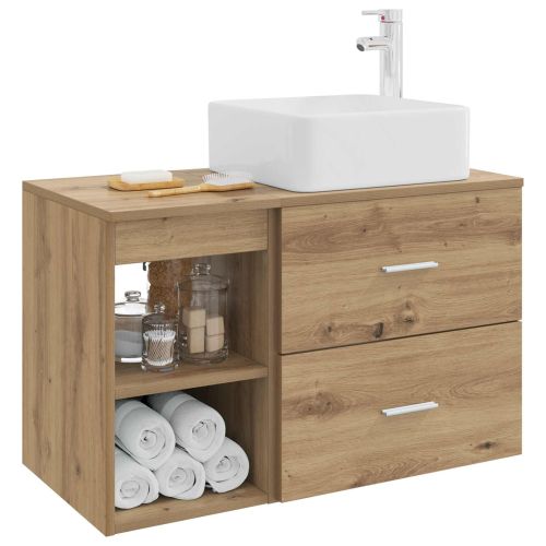 Комплект мебели за баня 2 pcs Дъб артизан Инженерна дървесина