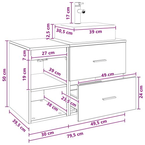 Комплект мебели за баня 2 pcs Дъб сонома Инженерна дървесина